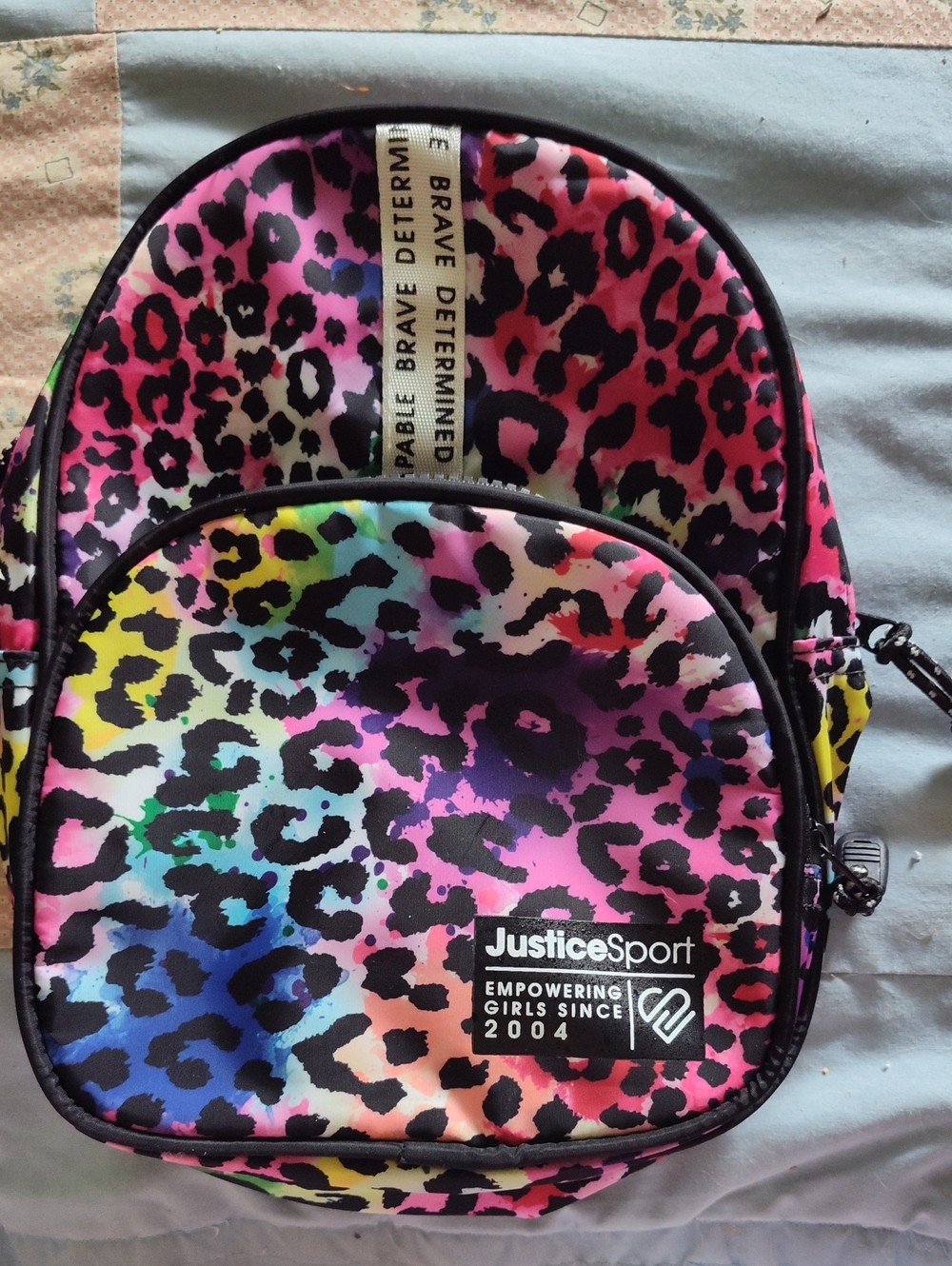 Justice Sport Rainbow Leopard Print Mini Backpack